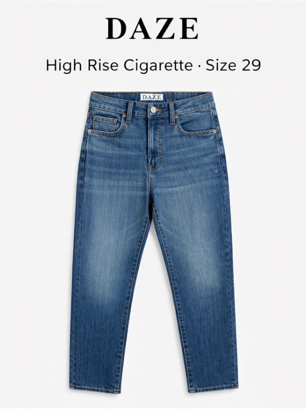 DAZE High Rise Straight Cigarette Jeans Size 29 NWT Blue Denim Vintage Style